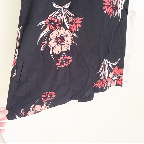 Eva Longoria Floral Ribbon Stripe Wide Leg Crepe Trouser Pant Black Pink 6 - Picture 6 of 12